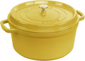 STAUB Enamelled Cast Iron Casserole Dish with Lid, Suitable for All Heat Sources Including Induction, 5 to 7 People, Round, 28 cm, 6.70 L, 7 kg, Lemon