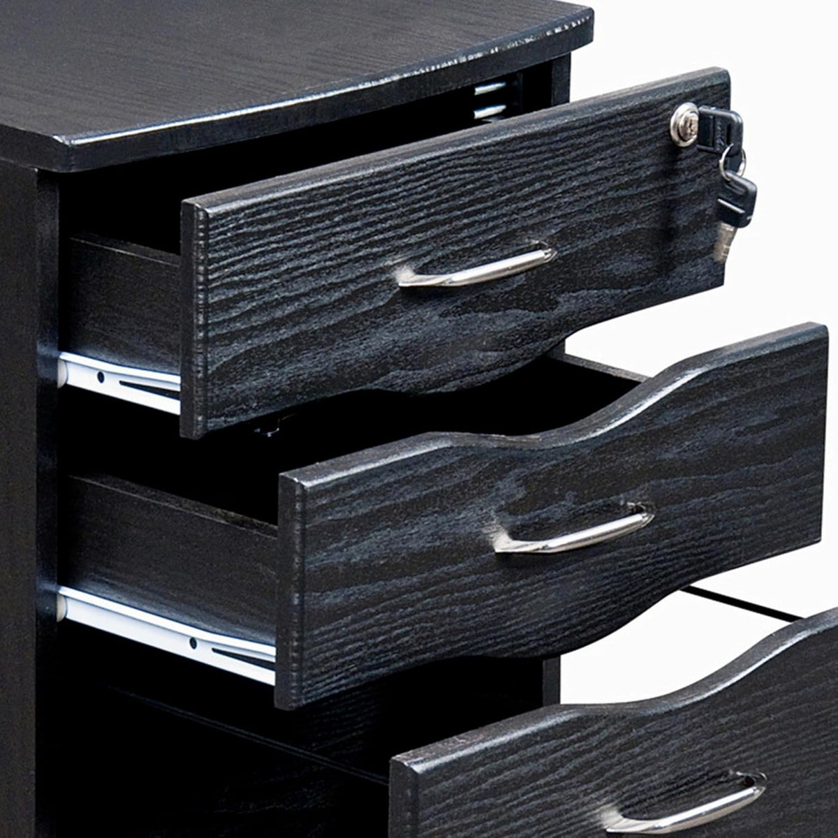 3 Drawer Rolling File Cabinet with Lock, Under Desk File Cabinet with Wheels, Printer Stand, Mobile Printer Shelf, Espresso Brown