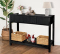 Fluted Console Table, Long Console Tables for Entryway 48" Vanity Desk, Black Boho Entry Table Narrow Modern Hallway Table Modern Sofa Table for Living Room