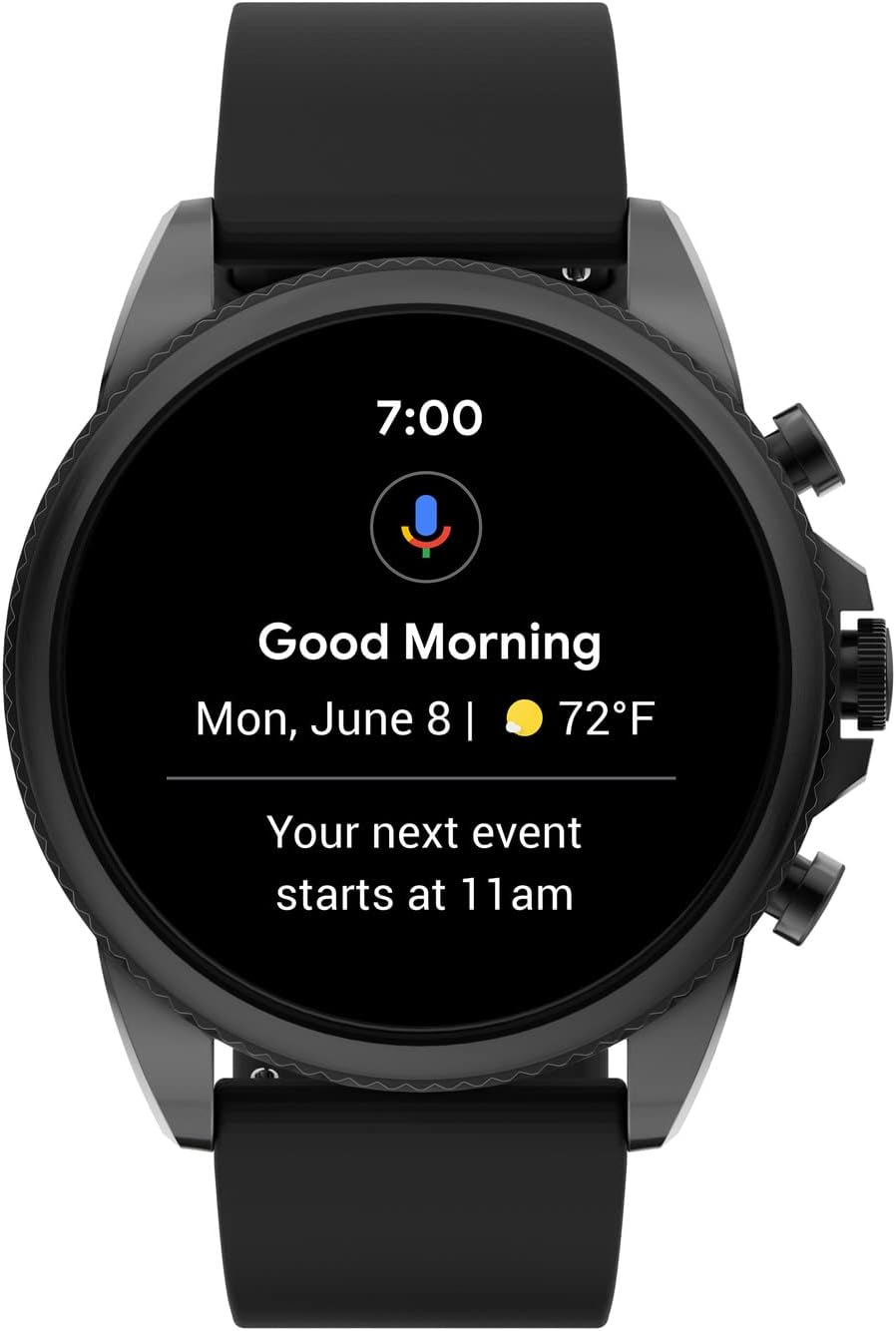 Fossil Men's Gen 6 44mm Stainless Steel and Silicone Touchscreen Smart Watch, Color: Black (Model: FTW4061V)