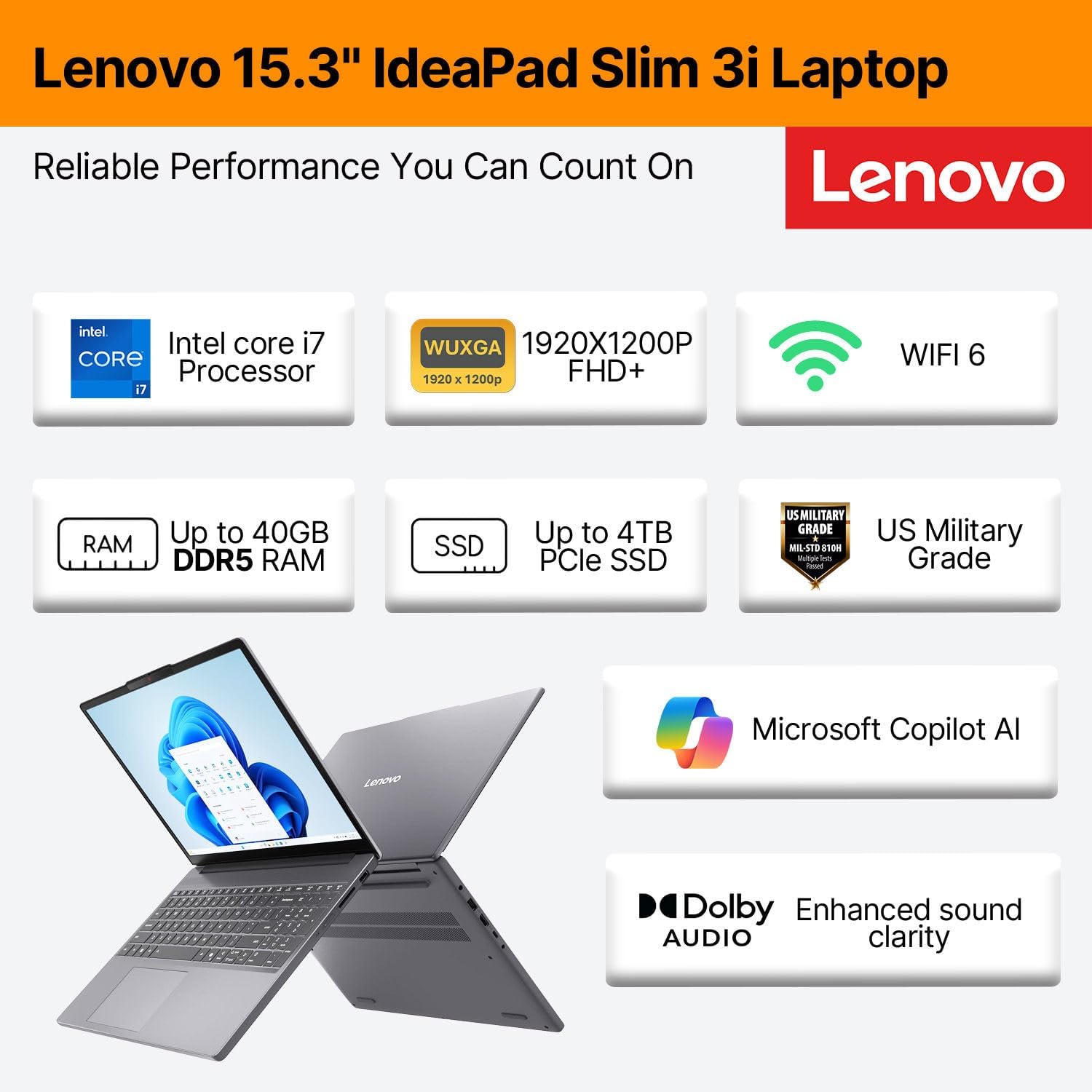 Lenovo 15.3" WUXGA (1920 x 1200) Laptop Computer • Intel 10-Core i7-13620H • 24GB DDR5 RAM • 1TB PCIe SSD • WiFi 6 • Fast Charge • Win 11 • 2026 Edition for Business & Student