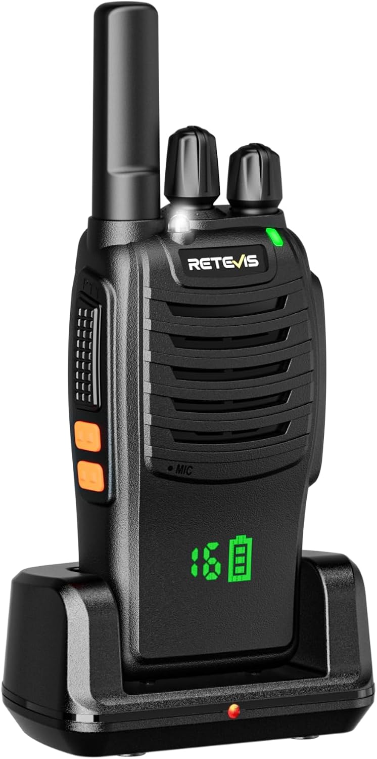 Retevis H-777H Walkie-Talkies with 6 Way Gang Charger,2 Way Radios with Earpiece,Hidden LED Segment Displays,Flashlight,USB-C,VOX,Portable FRS Two-Way Radios for Retail Property Church Hotel(6 Pack)