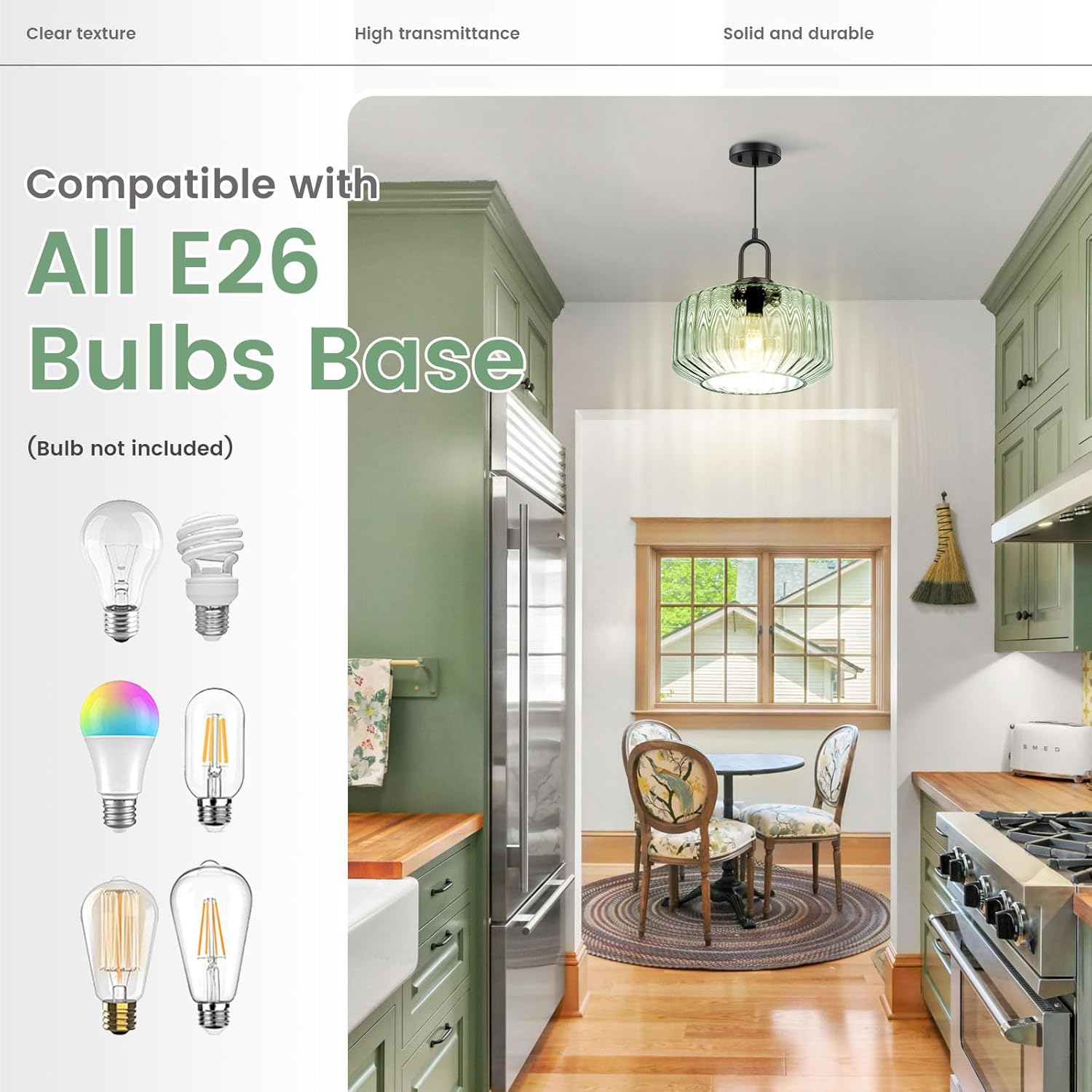 Modern Hanging Lights Light Green Pendant Light Fixtures Mid Century Large Glass Pendant Lights 11" Striped Glass Shade Black Schoolhouse Ceiling Light Fixture Kitchen Hanging Lamp