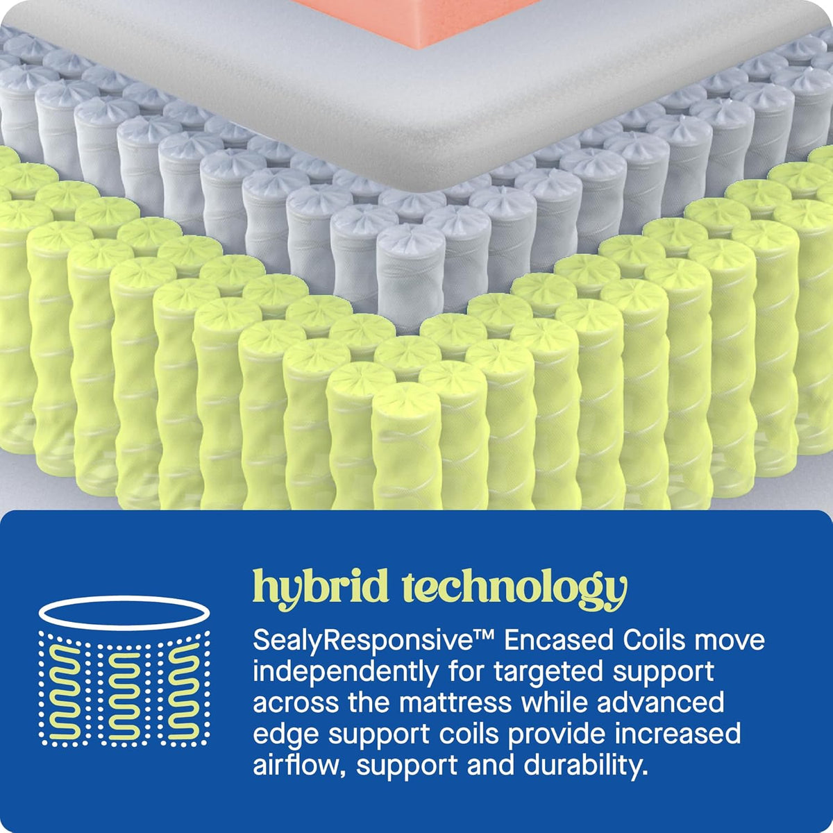 Sealy Dreamlife 12” Hybrid Mattress-in-a-Box, Full, SealyComfort Gel Memory Foam, SealyResponsive Encased Coils, Surface-Guard Technology