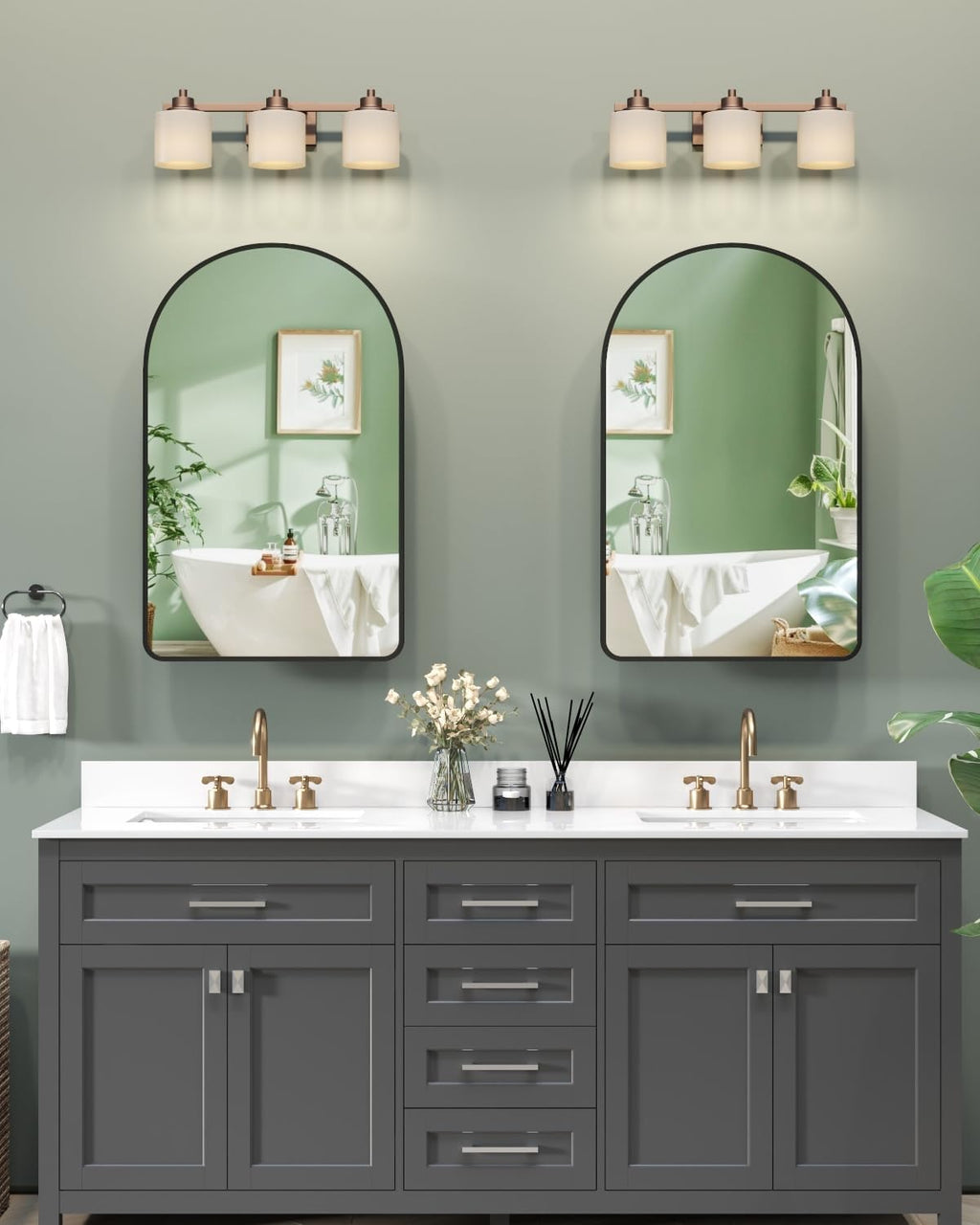 19.7"x31.5" Black Medicine Cabinet with Mirror, Arched Medicine Cabinet with Mirror for Bathroom Vanity Wall Mounted & Recessed with 1 Organizer, 2 Stable and Removable Shelves, Easy Installation