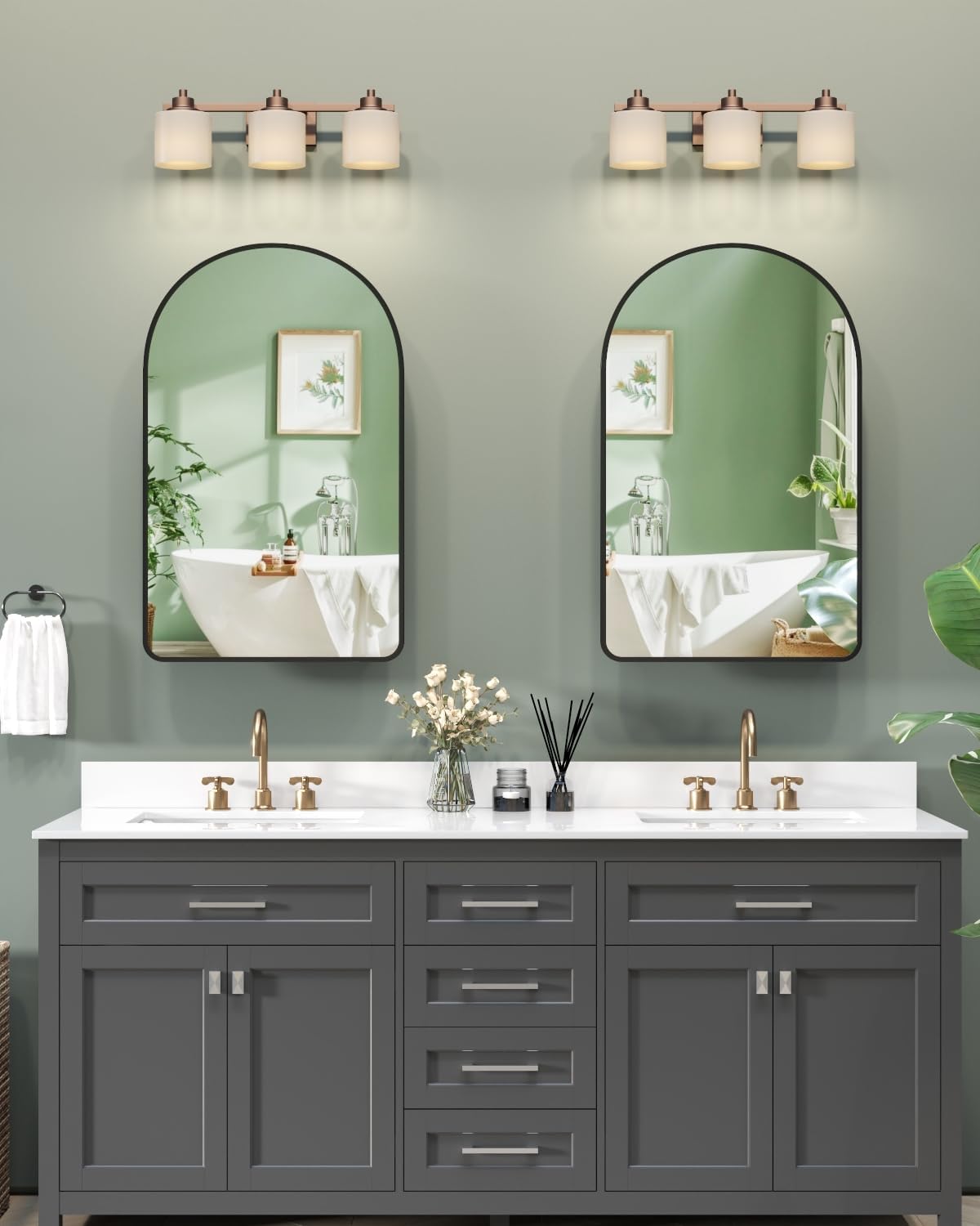 19.7"x31.5" Black Medicine Cabinet with Mirror, Arched Medicine Cabinet with Mirror for Bathroom Vanity Wall Mounted & Recessed with 1 Organizer, 2 Stable and Removable Shelves, Easy Installation