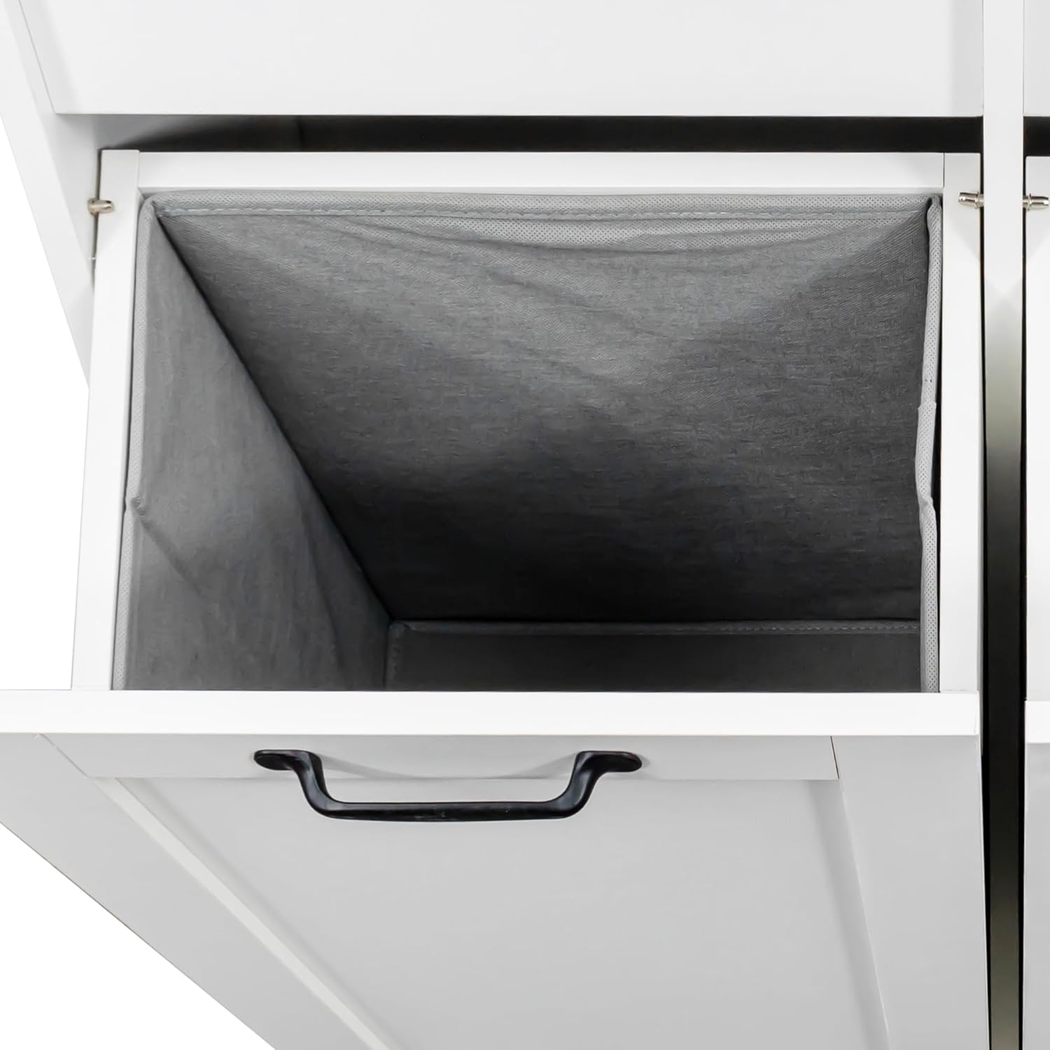 SOFTSEA Tilt-Out Laundry Hamper Cabinet, Cabinet with Doors and Open Shelf, 63 Inch Tall Accent Table for Bathrooms Laundry Room Kitchen, White