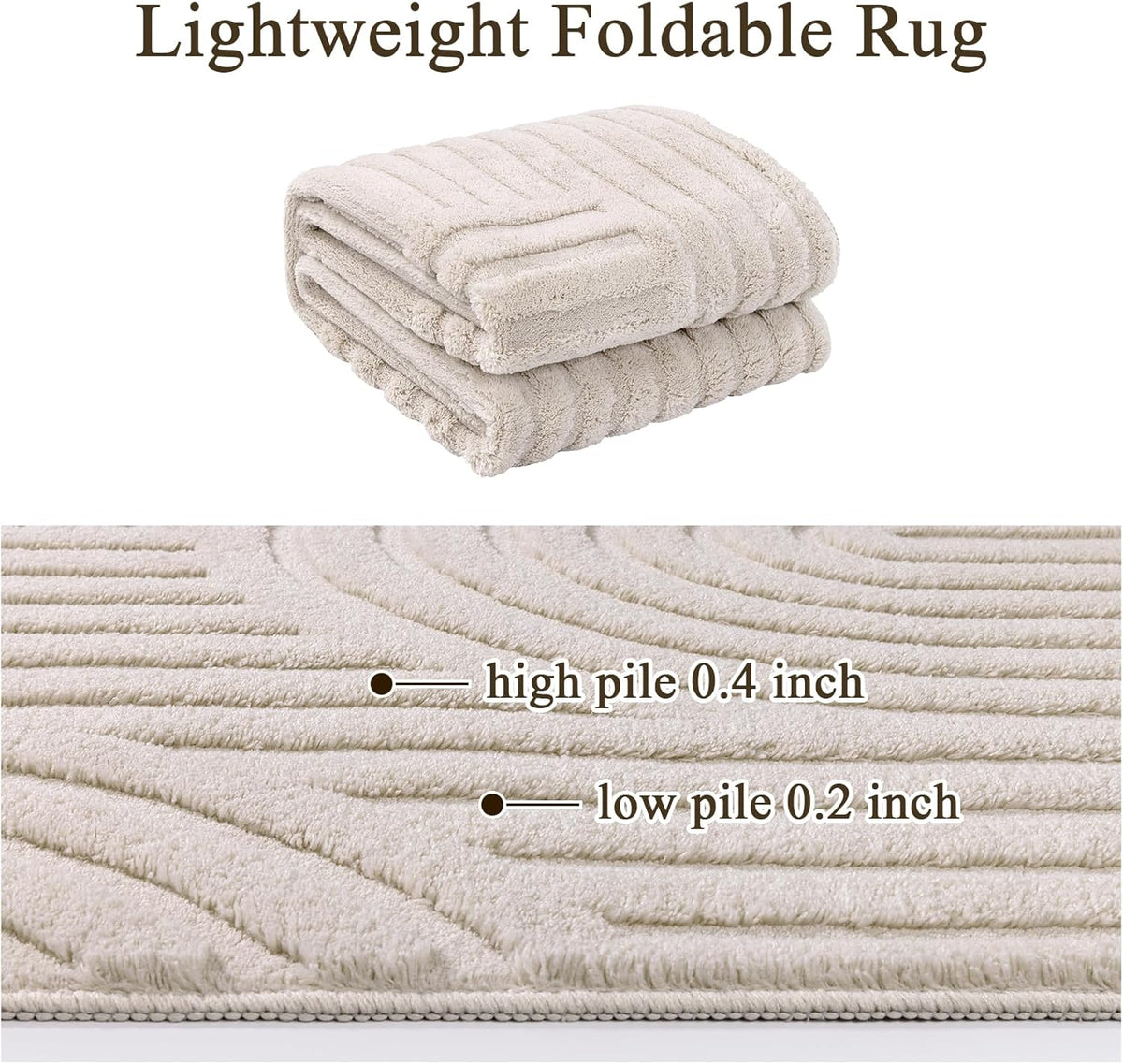 SHACOS Soft Cozy Fluffy Arch Pattern High Low Pile Area Rugs 9'x12' Large Non Slip Washable Modern Geometric Rug Scandinavian Minimalist Carpet for Living Room Bedroom Dining Room, Beige