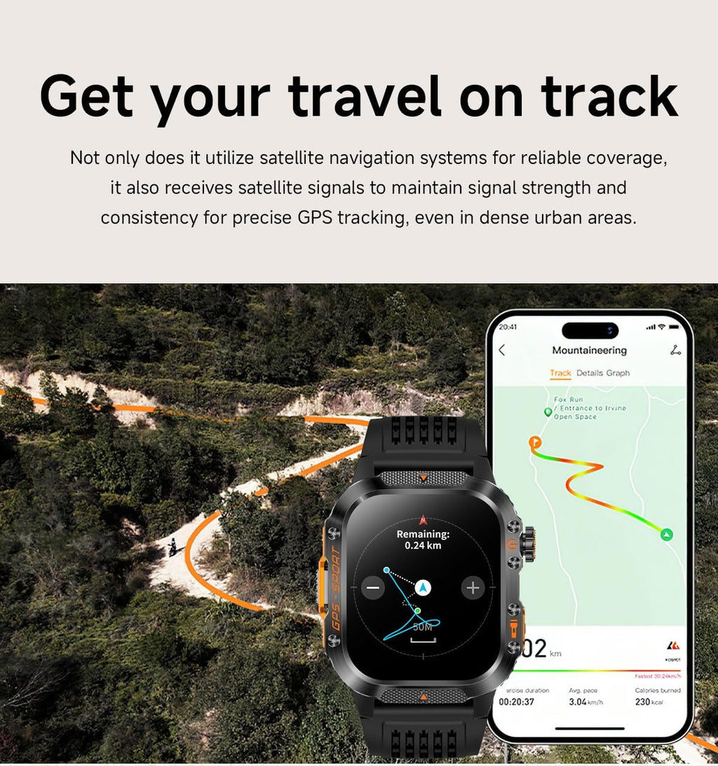 GPS Running Watch for Men Women, 2.01" Fitness Watch with GPS Compass Altimeter, Bluetooth Calls, Heart Rate & Sleep Monitor, Waterproof Outdoor Watch (Blue Silicone Strap)