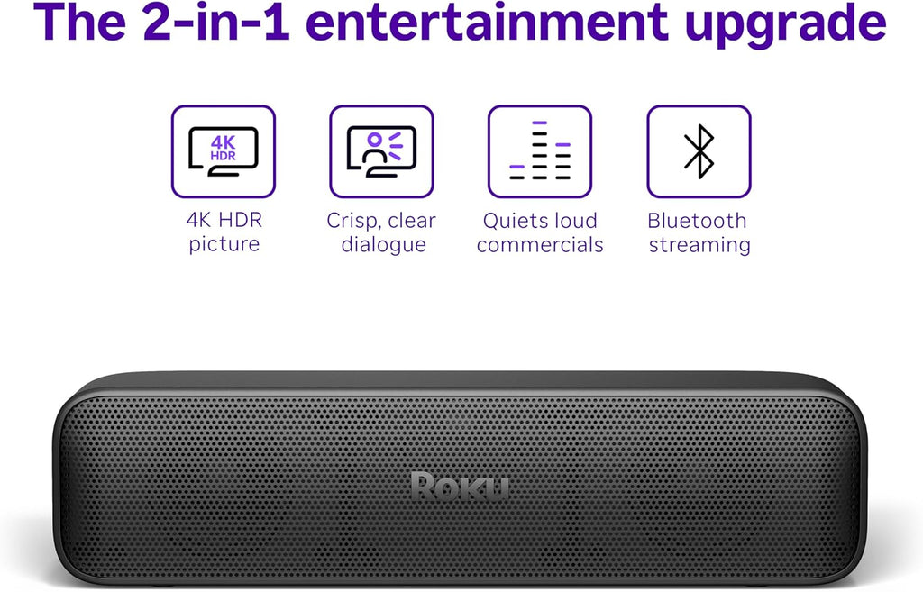 Roku Streambar SE | 2-in-1 TV Soundbar with Built-in 4K/HD/HDR Streaming, Premium Speakers, & Enhanced Speech Clarity for Crisp, Clear Dialogue - Quick Guided Simple Setup