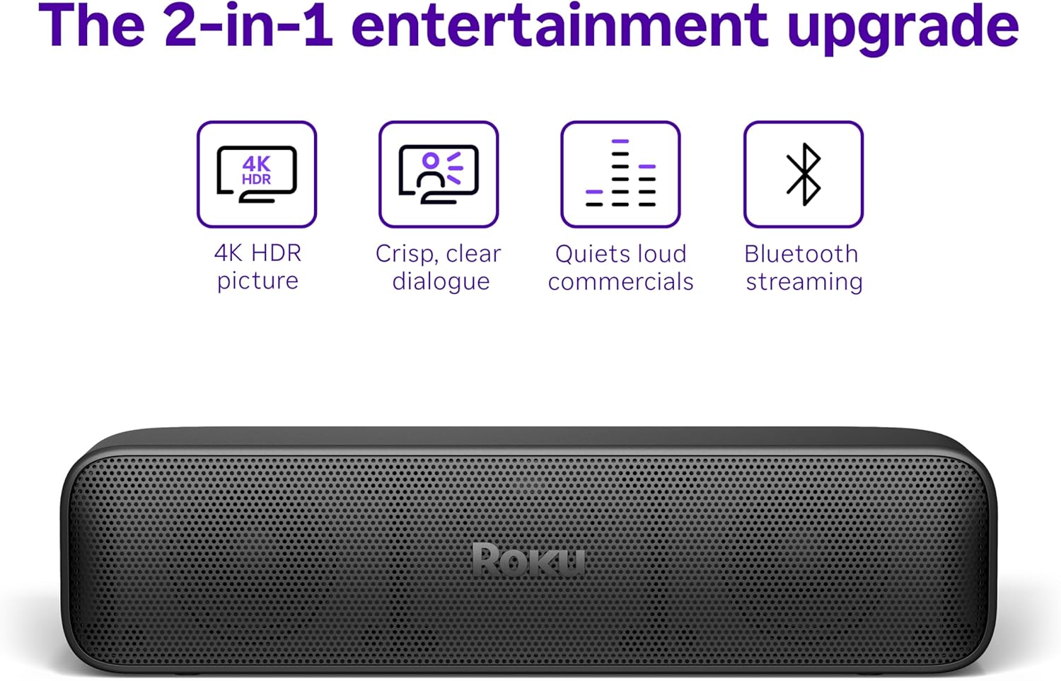 Roku Streambar SE | 2-in-1 TV Soundbar with Built-in 4K/HD/HDR Streaming, Premium Speakers, & Enhanced Speech Clarity for Crisp, Clear Dialogue - Quick Guided Simple Setup