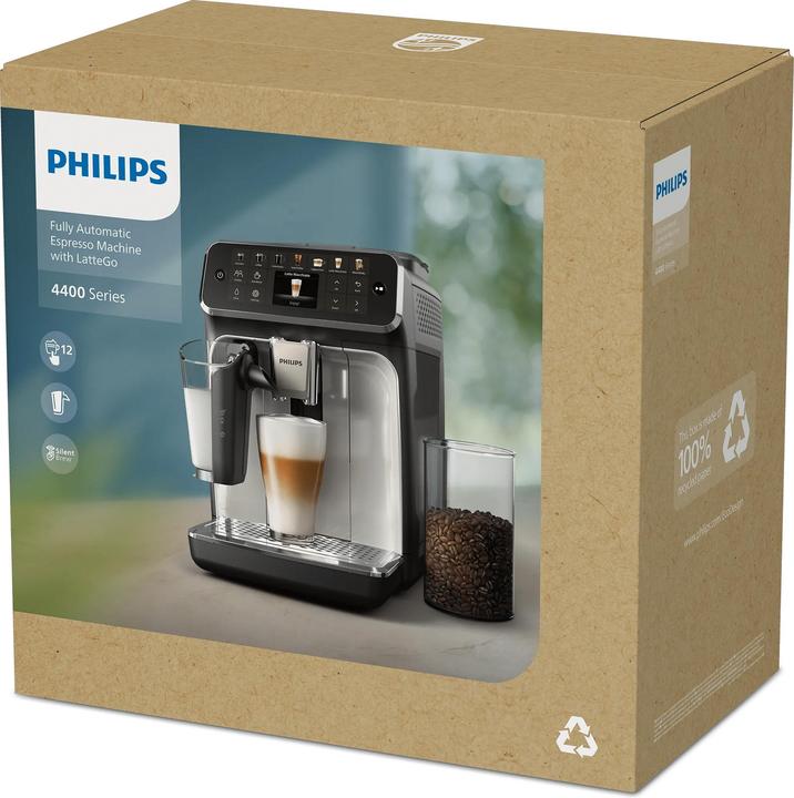 Philips Kaffeevollautomat Serie 4400 EP4443/70 LatteGo-Milchsystem Weiß Und Silber