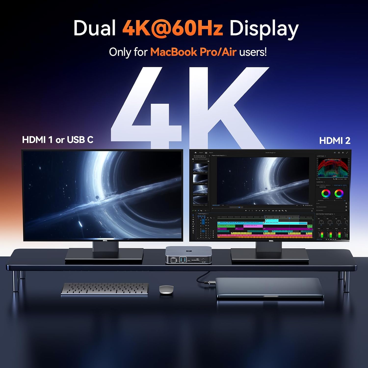 TobenONE 18-in-2 Docking Station Dual Monitor for MacBook Pro/Air M5/M4 Pro/Max, Plug and Play, Mac Docking Station with 4K@60Hz HDMI&USB-C, 150W Adapter, 10Gbps/PD 30W, 7 USB, 2.5G Ethernet, SD 4.0