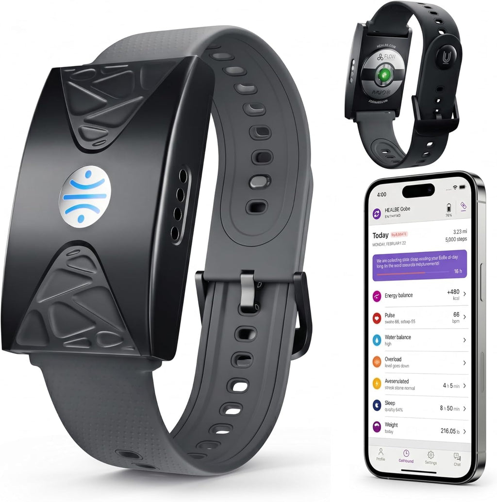 HEALBE Calorie Tracker, Automatic Calorie Intake Smart Band with App, Screen-Free Fitness Tracker, Sleep, Hydration, Stress, 24/7 Heart Rate, 5 ATM Waterproof