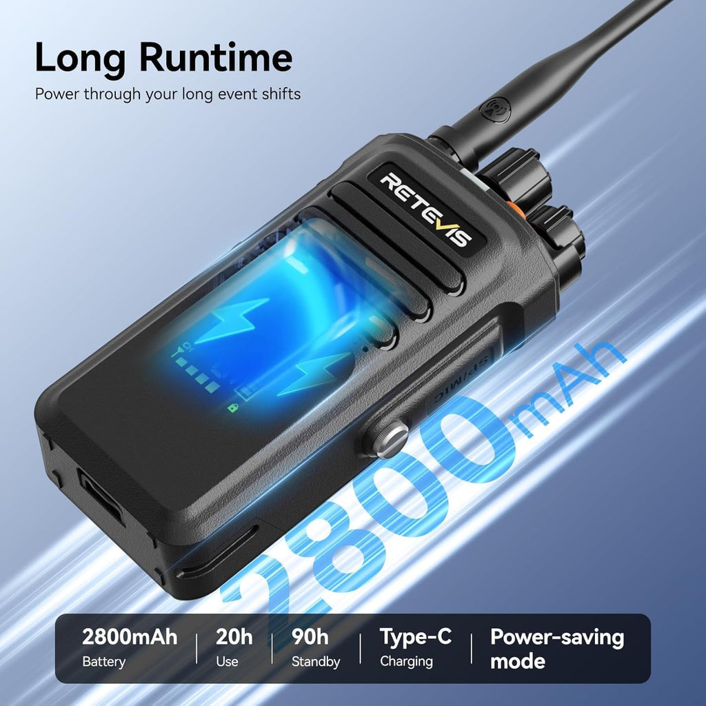 Retevis NR40 DMR 2 Way Radio with Earpiece,High Power Digital Walkie Talkies,Noise Cancelling,Digital/Analog,Quadruple Alarm,IP67 Waterproof,Professional Two Way Radios for Warehouse Industry(2 Pack)