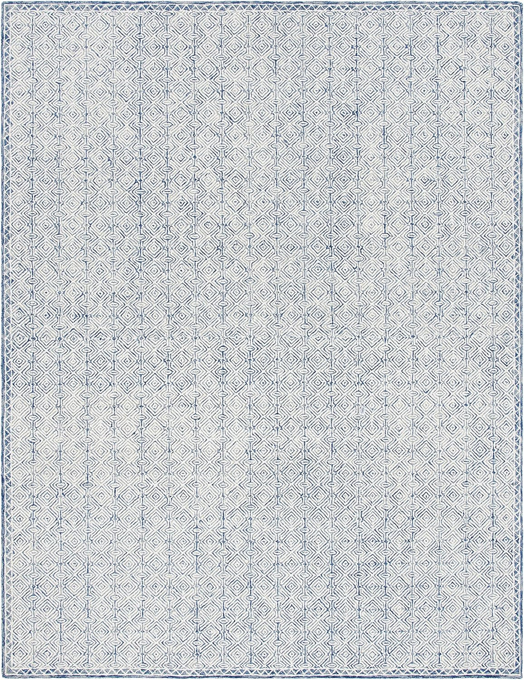 SAFAVIEH Micro-Loop Collection Area Rug - 9' x 12', Navy & Ivory, Handmade Wool, Ideal for High Traffic Areas in Living Room, Bedroom (MLP526N)