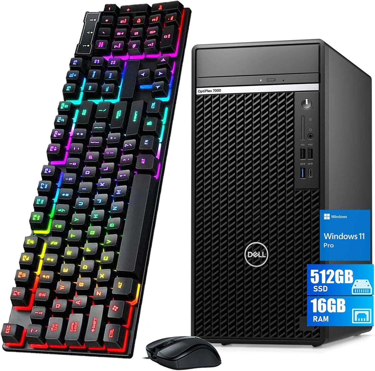 Dell OptiPlex 7000 Mini Tower Desktop Computer, Intel Core i5-12600 Business MT Desktop PC, 16GB RAM, 512GB SSD, Display Port, Keyboard & Mouse, WiFi, BT, Windows 11 Pro(Renewed)