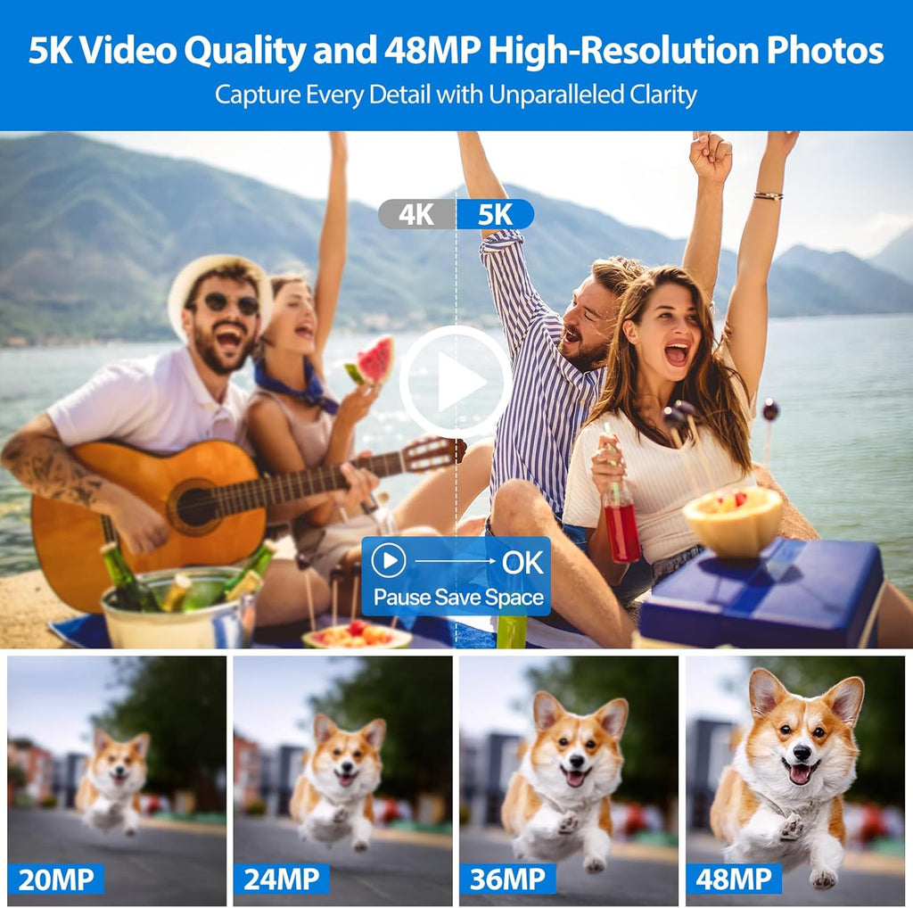 5K Digital Camera WiFi Autofocus Vlogging Camera for YouTube 48MP Camera for Photography and Video, 3.5" Screen Travel Cameras with UV Filter, Anti-Shake,16X Digital Zoom,32GB SD Card,2 Batteries