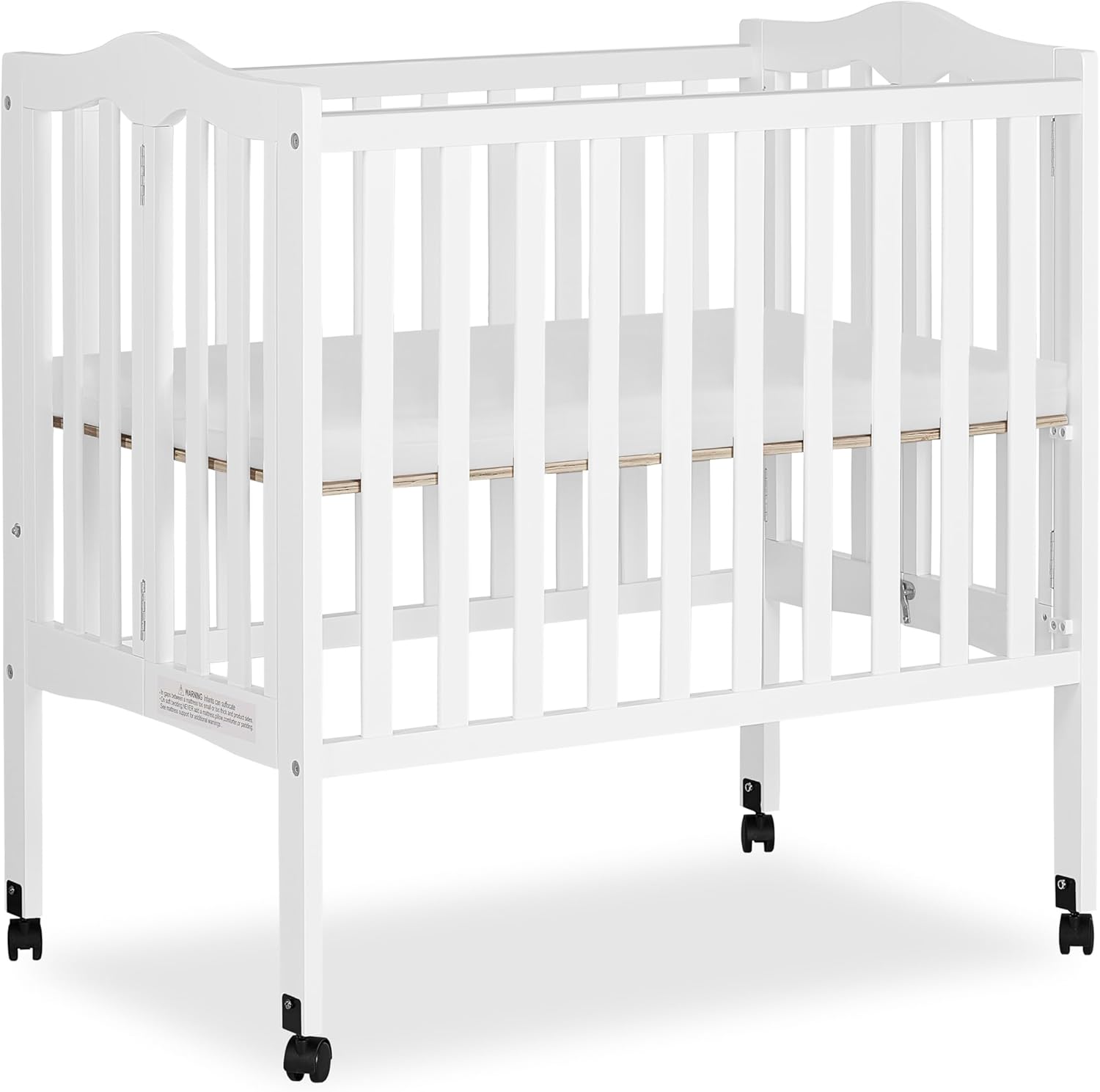 Dream On Me 2-In-1 Lightweight Folding Portable Stationary Side Crib In White, Greenguard Gold Certified, Baby Crib To Playpen, Folds Flat For Storage, Locking Wheels