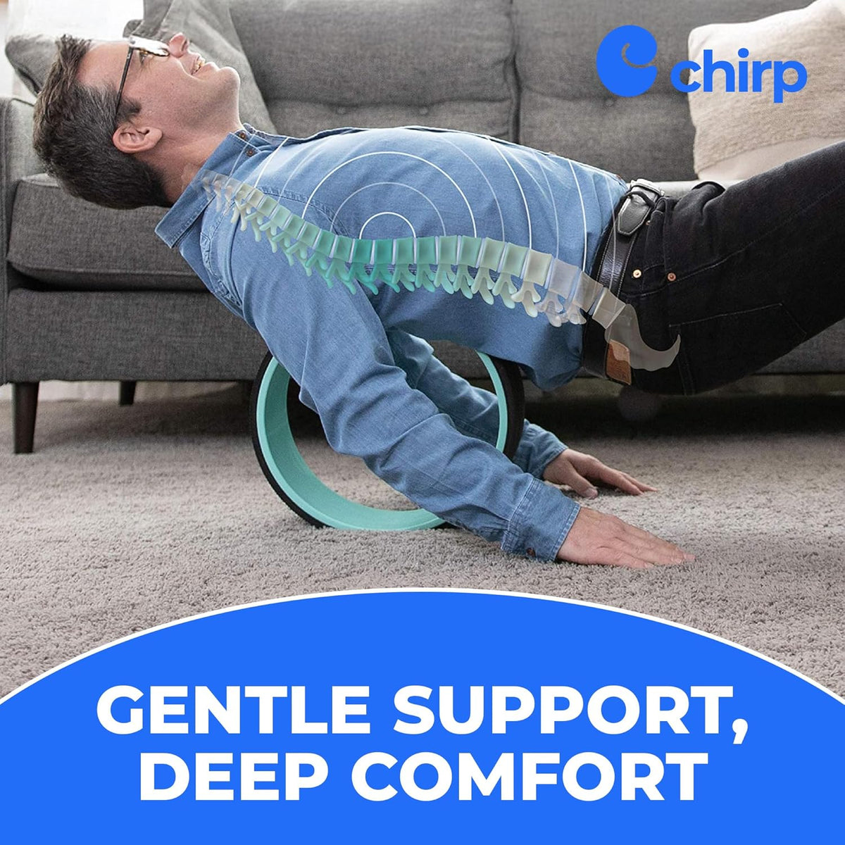 Chirp - Ultimate Back + Neck Bundle | 4-Pack Wheel Foam Roller Set for Back & Neck Pain Relief, Posture Corrector for Alignment & Support, 500lb Capacity, Includes Carrying Case, Mint