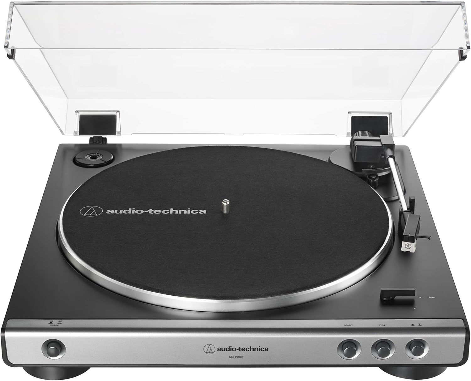 Audio-Technica AT-LP60X-GM Fully Automatic Belt-Drive Turntable 33-1/3 & 45 RPM -Gunmetal/Black Bundle with 1 Year Extended Protection Pack