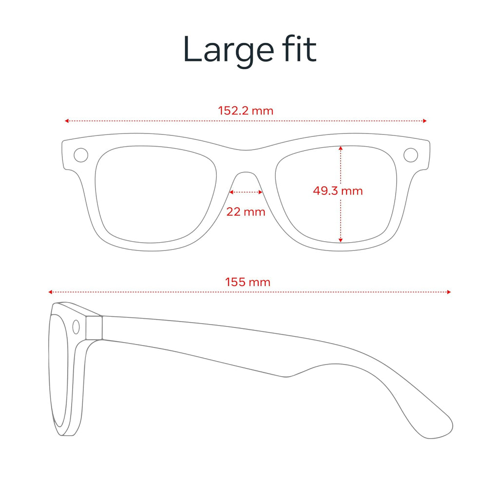 Ray-Ban Meta (Gen 2), Wayfarer Large, Matte Black | Smart AI Glasses for Men, Women — 2x Battery Life — 3K HD Resolution — 12 MP Ultra-Wide Camera, Audio, Video — Transitions® Grey Lenses
