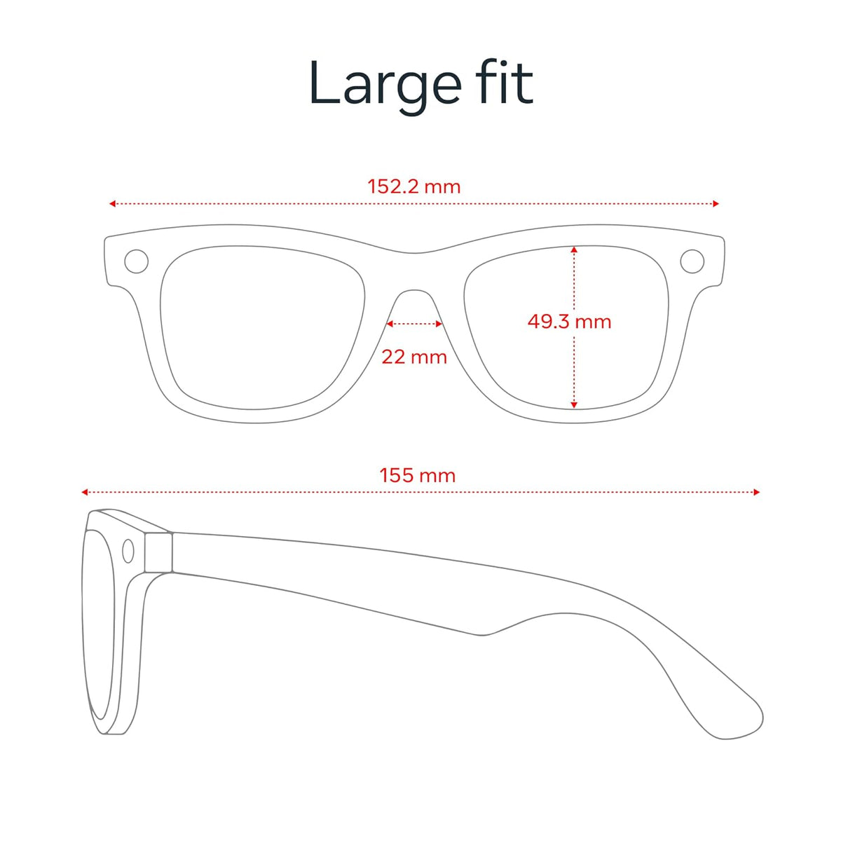 Ray-Ban Meta (Gen 2), Wayfarer Large, Matte Black | Smart AI Glasses for Men, Women — 2x Battery Life — 3K HD Resolution — 12 MP Ultra-Wide Camera, Audio, Video — Transitions® Grey Lenses