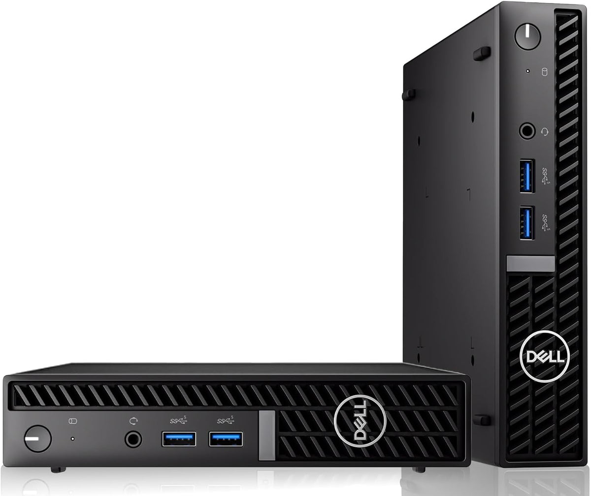 Dell Optiplex Tiny Mini Desktop PC, Intel Core i5, 16GB RAM, 512GB SSD with Dual 27 inch Curved Monitor, AI Enabled RGB Keyboard Mouse, RGB Soundbar and Webcam Windows 11 Pro (Renewed)