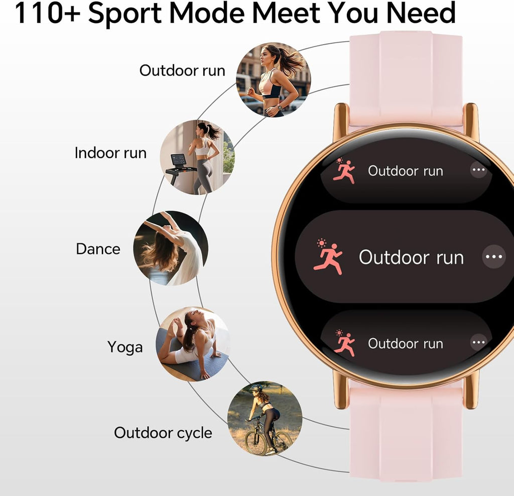 Smart Watch for Women,1.57" Touch Screen Smartwatch for iPhone& Samsung& Android,Answer/Make Call,Fitness Tracker with Heart Rate/SpO2/Sleep Monitor,IP68 Waterproof,110+ Sports Mode,2 Bands