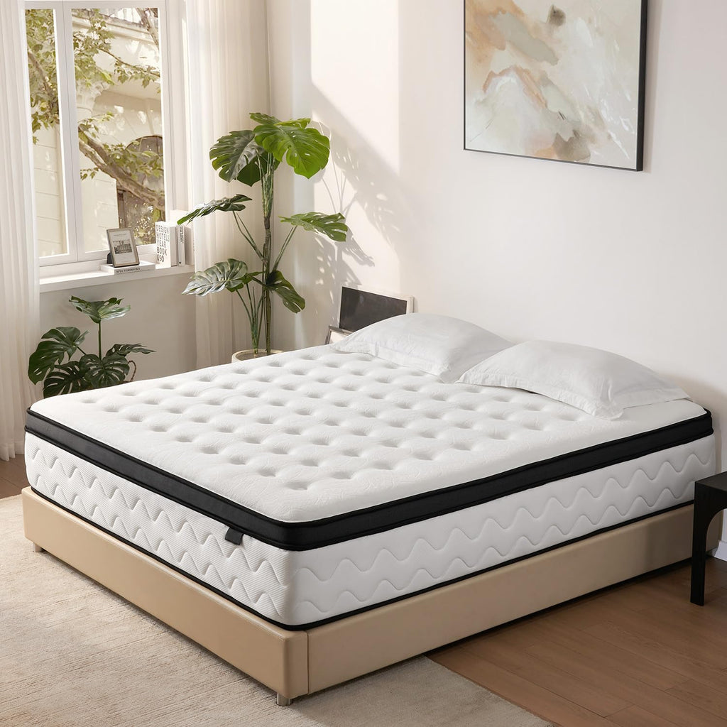 Queen Mattress 12 Inch, Medium Firm Hybrid Mattress Queen with Memory Foam & Zoned Pocket Springs for Pressure Relief, Motion Isolation | Fiberglass-Free, CertiPUR-US Certified | 80" x 60"
