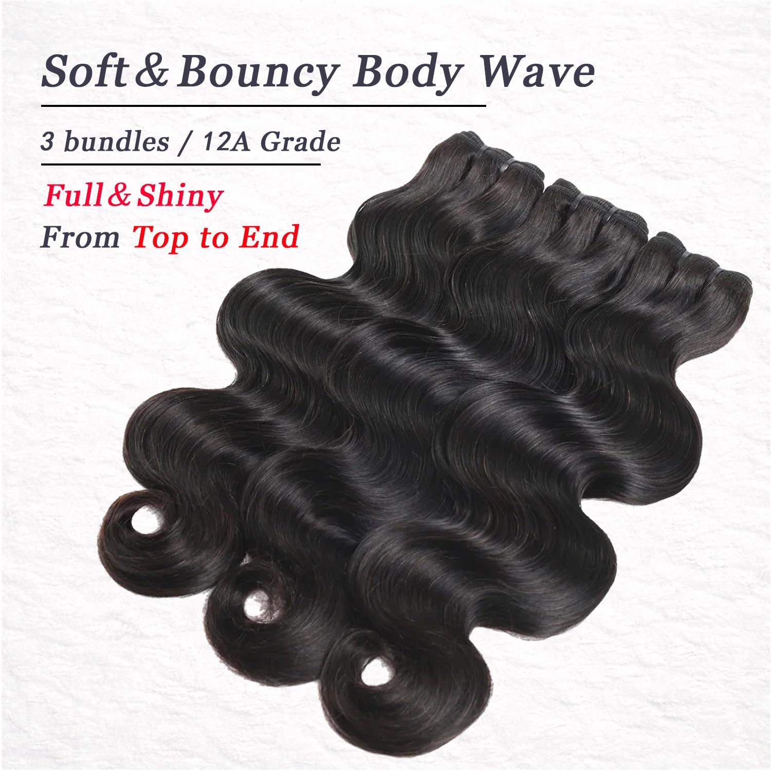 Body Wave Human Hair Bundles 24 26 28 Inch 14A Brazilian Hair Body Wave 3 Bundles 100% Unprocessed Virgin Hair Sew In Bundles Double Weft Soft And Thick Ends Natural Color