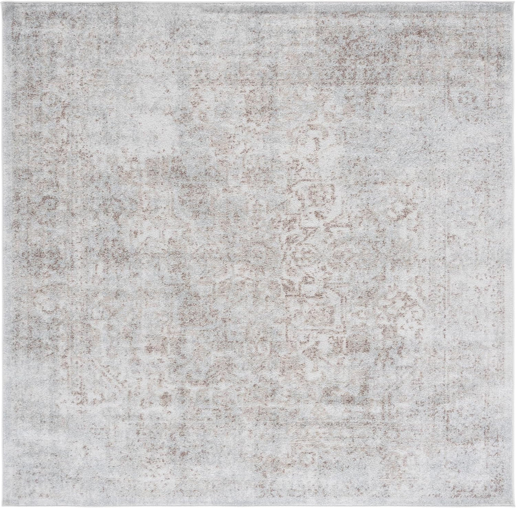 SAFAVIEH Evoke Collection Area Rug - 9' Square, Ivory & Taupe, Distressed Design, Non-Shedding & Easy to Clean, Ideal for Living Room, Bedroom, Dining Space (EVK256E)