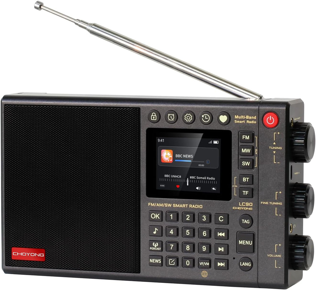 CHOYONG LC90 Multi-Band Smart Internet Radio Portable AM/FM, Longwave and Shortwave Radio with WiFi/4G, Bluetooth, TF Card .Portable Shortwave Receiver with SSB,choyoung Radio