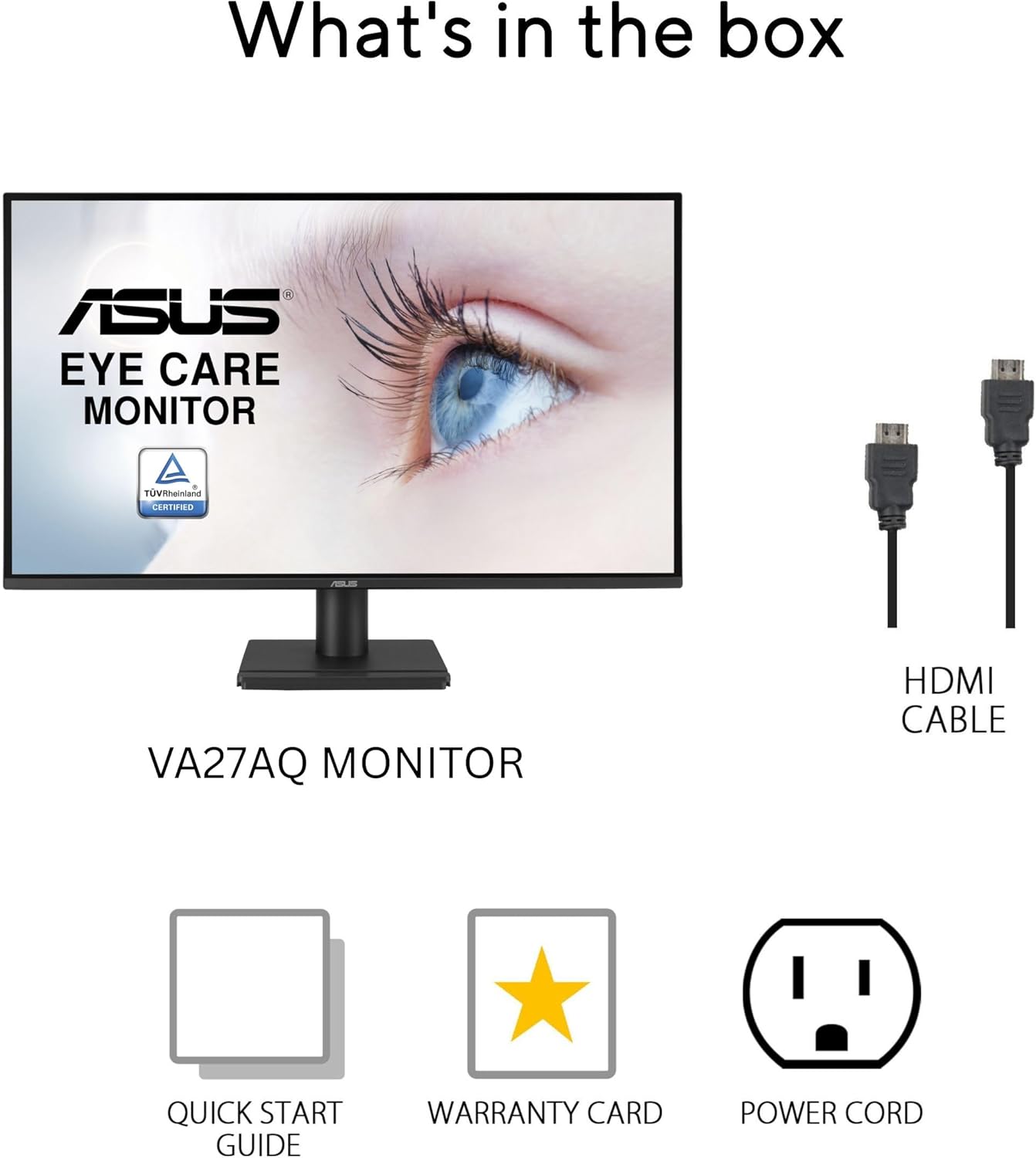 ASUS 27” 1440P Eye Care Monitor (VA27AQ) - IPS, QHD (2560 x 1440), 99% sRGB, Frameless, HDMI, DisplayPort, VGA, 1ms, Speakers,Low Blue Light, Flicker Free, VESA Wall Mountable, 3 yr Warranty