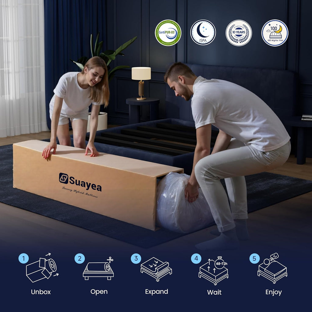 Full Size Mattress, 8 inch Hybrid Full Mattress in a Box, Full Size Memory Foam Mattress with Cooling Gel, Pocket Springs, Medium Firm Full Bed Mattress for Pressure Relief, No Fiberglass, CertiPUR-US