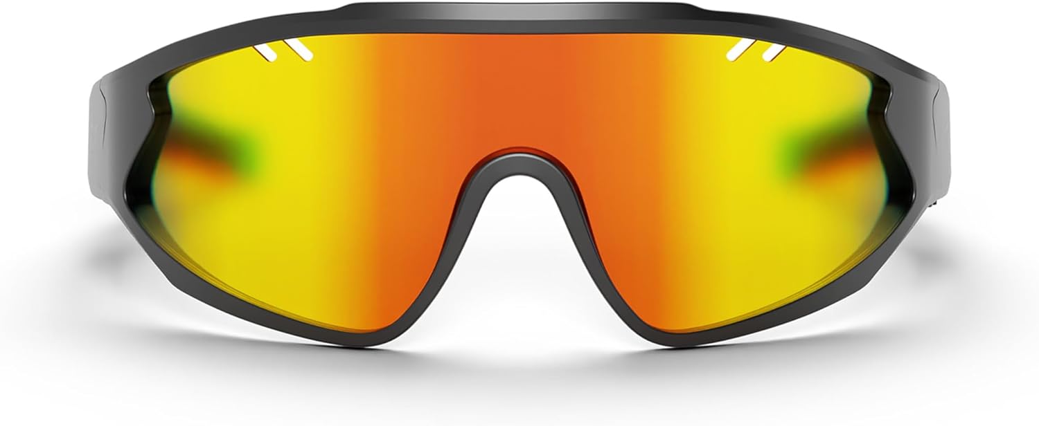 Reebok Voltage Smart Audio Sunglasses, Red Mirror Polarized Lens, Unisex, HiFi Bluetooth Sport Glasses with UV Protection - Powered by Lucyd