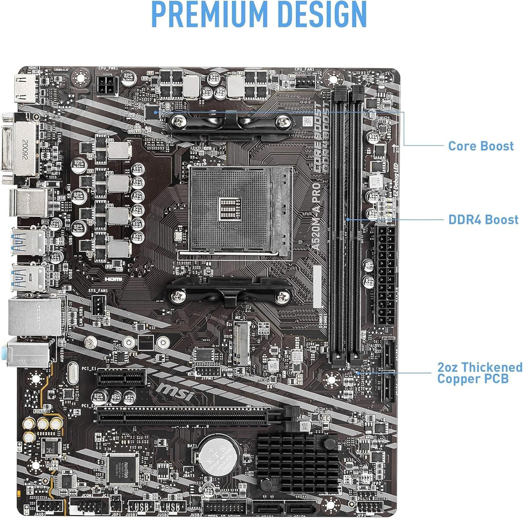 INLAND AMD Ryzen 5 5500 Unlocked Desktop Processor with MSI A520M-A PRO Gaming Motherboard (AMD AM4, DDR4, PCIe 4.0, Micro-ATX),