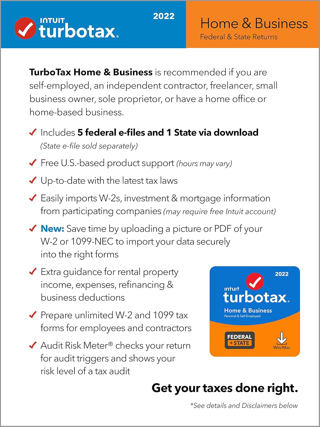 Old Version TurboTax Home & Business 2022 Tax Software, Federal and State Tax Return, Amazon Exclusive PC/MAC Download