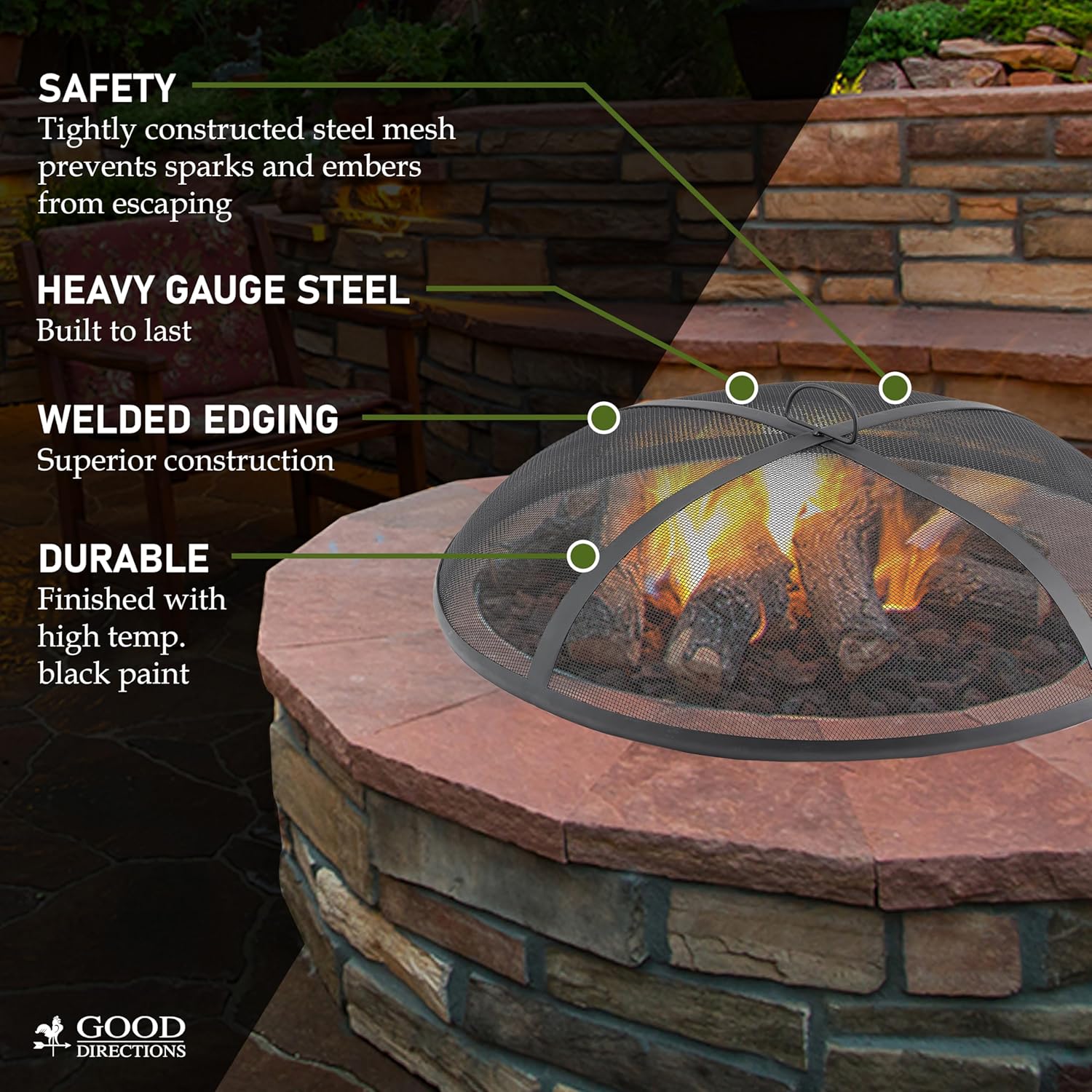 Good Directions Fire Pit Spark Screens, 40" Diameter, Steel