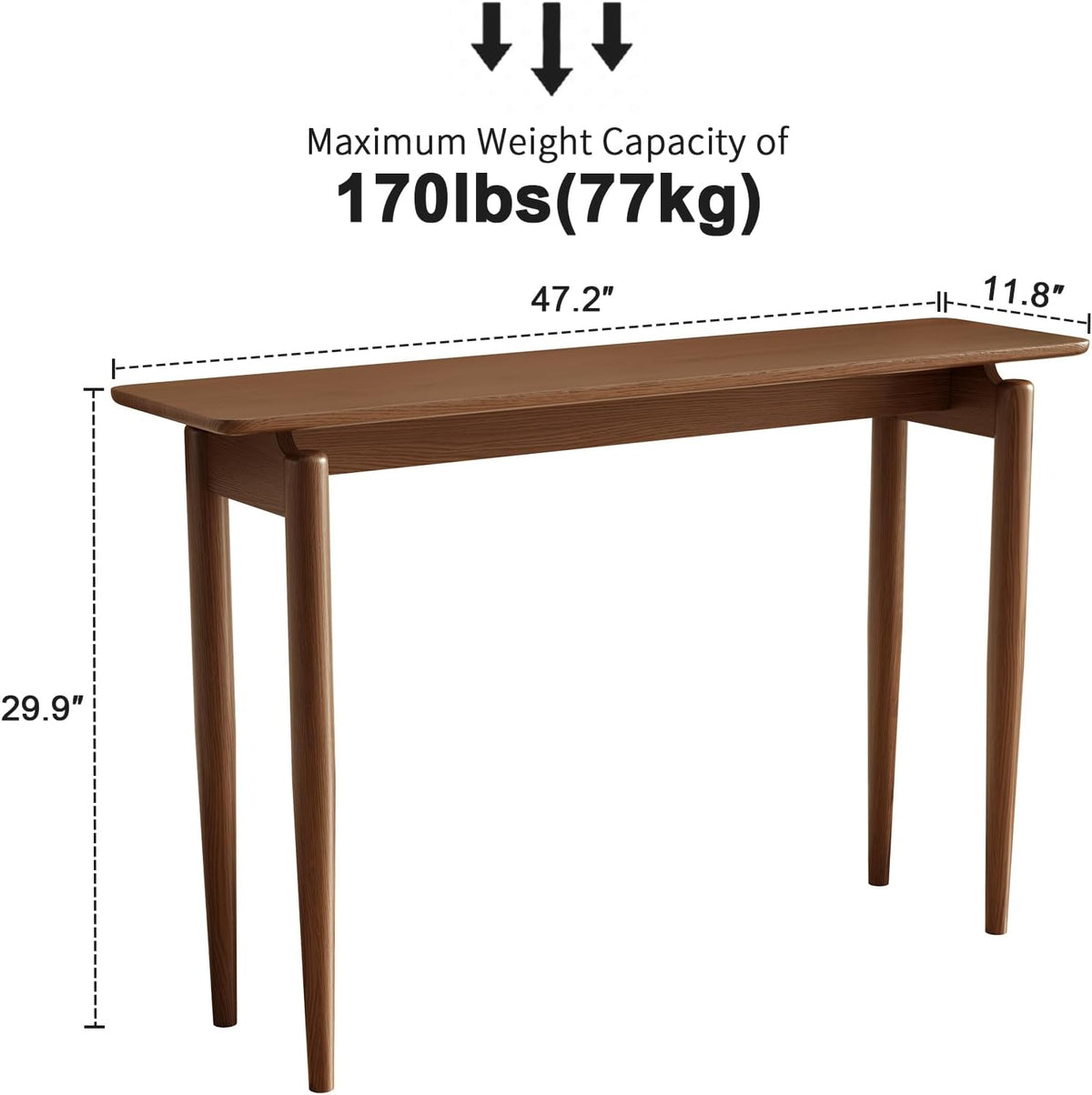 AQIMUELE Wood Console Table Walnut Entryway Table, Thin Console Table, Sofa Tables for Living Room (47.2'')