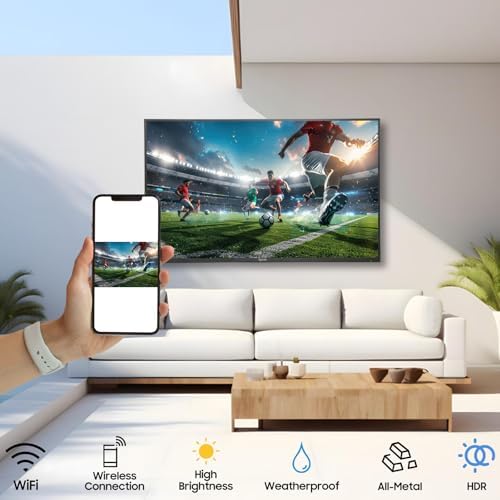SYLVOX 43" Outdoor Smart TV with Cover, 4K Weatherproof TV for Patio & Backyard, 700-Nit Brightness, IP55 Waterproof, Partial Sun (Patio Series)