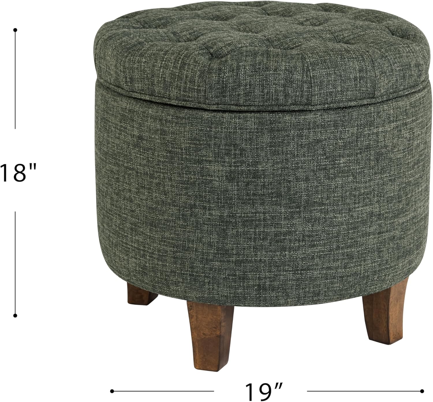 Homepop Home Decor | Upholstered Round Tufted Foot Rest Ottoman | Ottoman with Storage for Living Room & Bedroom | Decorative Home Furniture, Green Clover Fabric