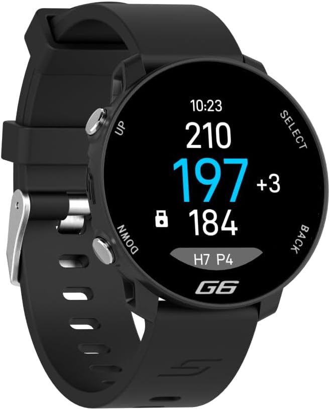 Shot Scope G6 GPS Watch, 38k+ Pre-Loaded Courses, Full Hole Maps, 2X Strap Sets (Black and Gray), Color Sceen, Unisex Golf Watch for Men and Women