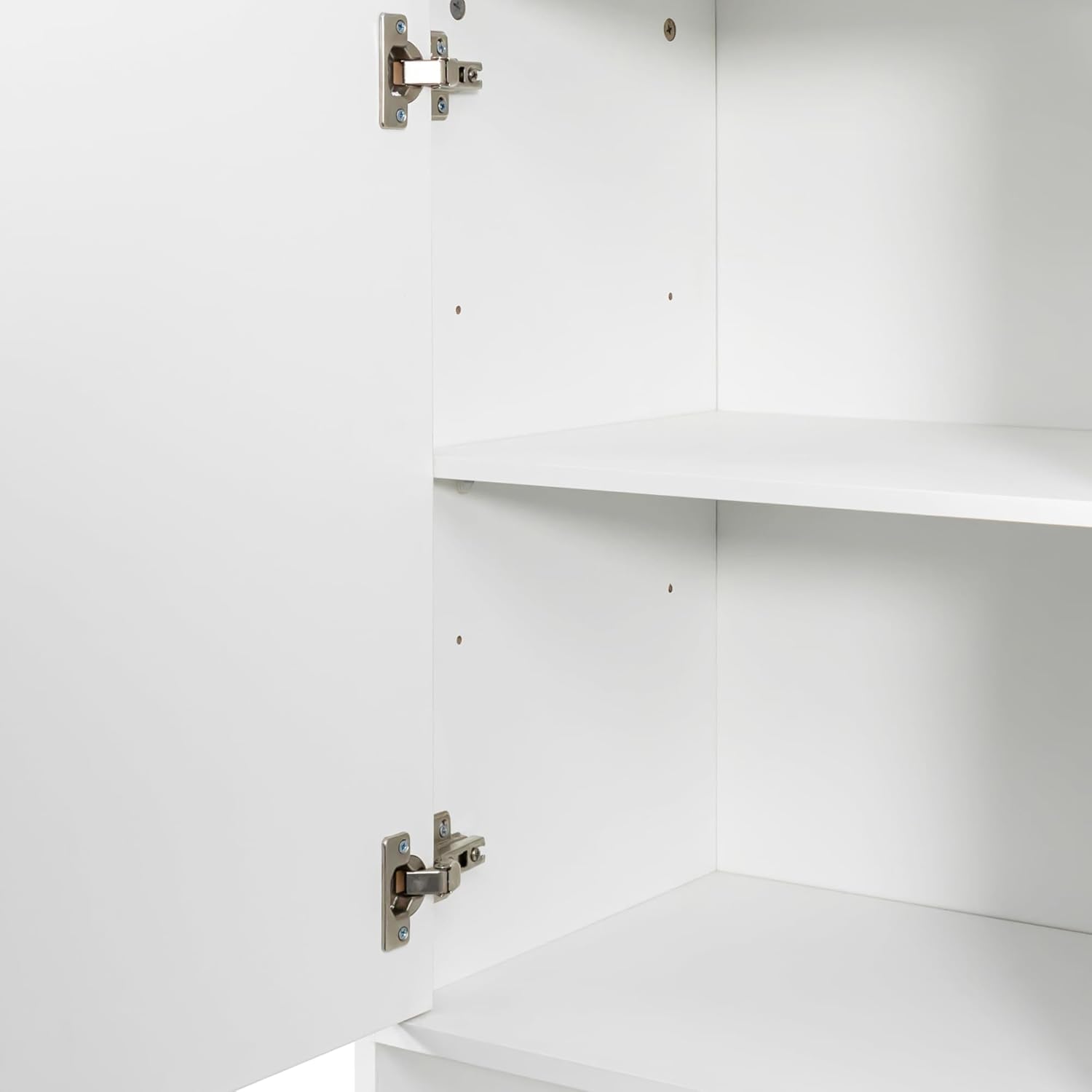 63" White Laundry Cabinet w/Dual Tilt-Out Hampers - 4 Open + 2 Adjustable Shelves, Freestanding Bathroom Organizer, 31.5 x 15.7 x 63 Inch