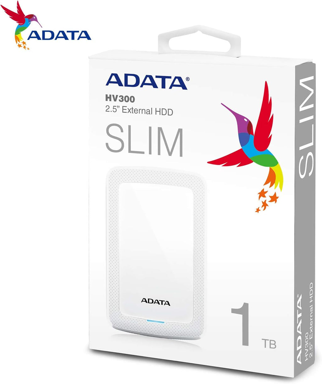 ADATA Hard Drive - 1 TB - External (Portable) - USB 3.1-256-bit AES - White