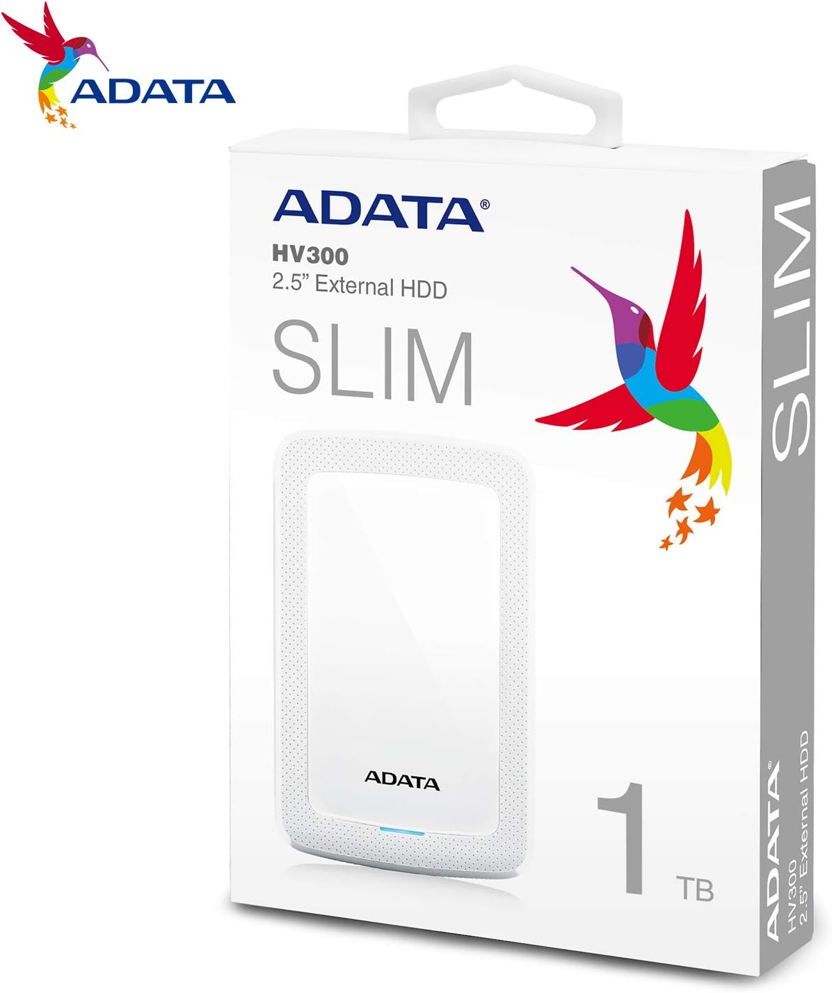 ADATA Hard Drive - 1 TB - External (Portable) - USB 3.1-256-bit AES - White