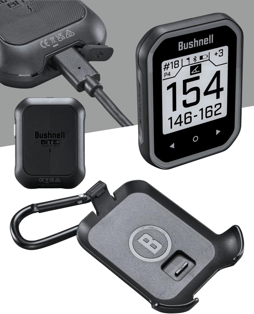 Bushnell Phantom 3 Slope GPS Golf Black with Slope Technology, Touchscreen, Magnetic Cart Mount with Power Bank and Towel Bundle