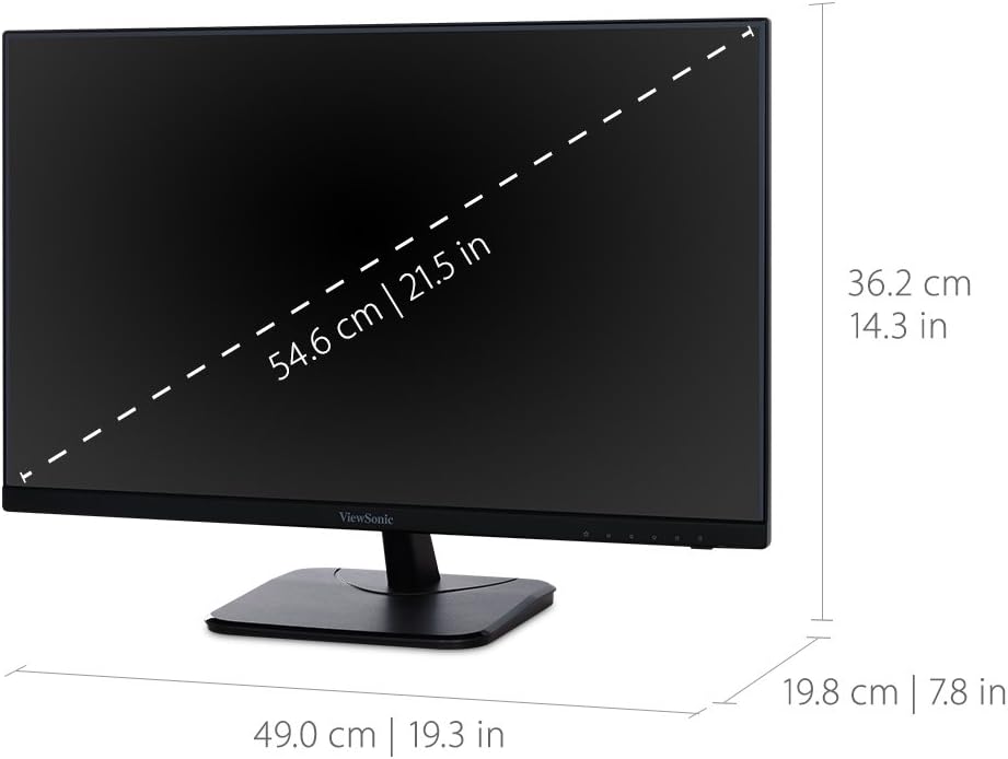 ViewSonic VA2256-MHD 22 Inch 1080p Monitor, IPS Display with FreeSync for Smooth Home and Office Viewing, HDMI, DisplayPort, and VGA Inputs