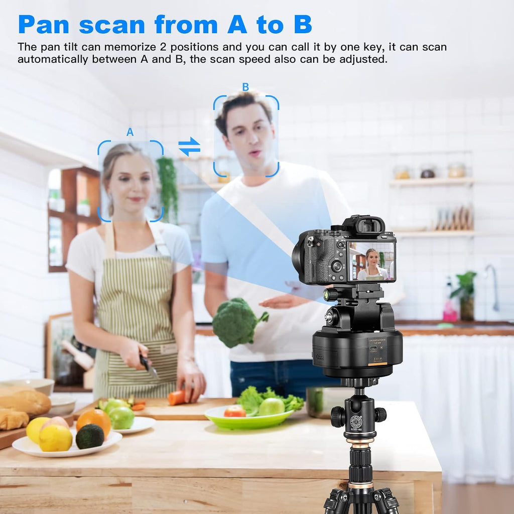 Soonpho M6 Auto Face Tracking Motorized Rotating Panoramic Tripod Head,AI Smart Face Body Tracking Remote Control Pan Tilt Head with Remote Control and Mobile Phone Clip for DSLR Cameras/Camcorders