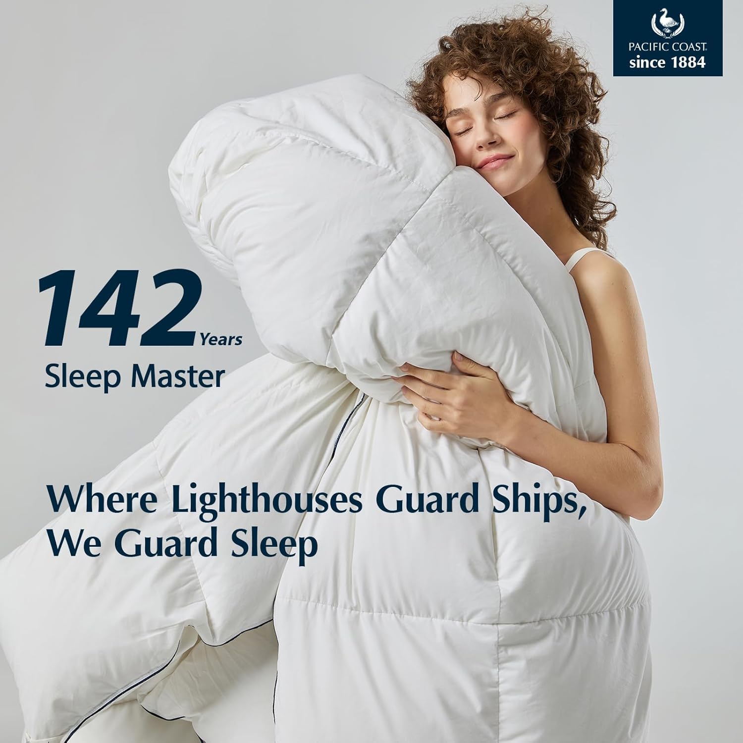 Pacific Coast Goose Feather Down Fiber Comforters King Size, Extra Fluffy White Duvet Insert, Ultra-Soft, Breathable, All Season Hotel Luxury Bedding Comforters, 8 Corner & Center Loops (106"x90")